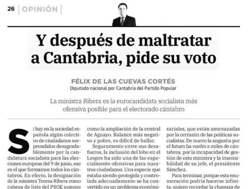 Y después de maltratar a Cantabria, pide su voto
